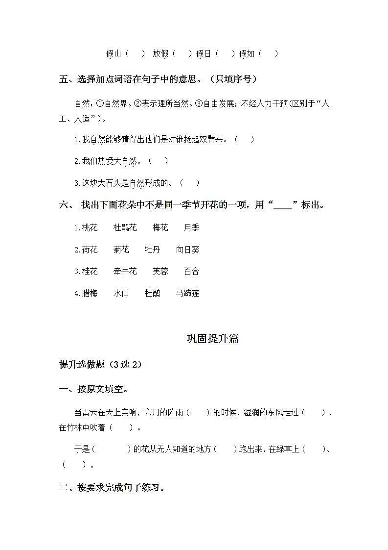 1.2花的学校-3上语文(部编版)同步课时分层课时练02