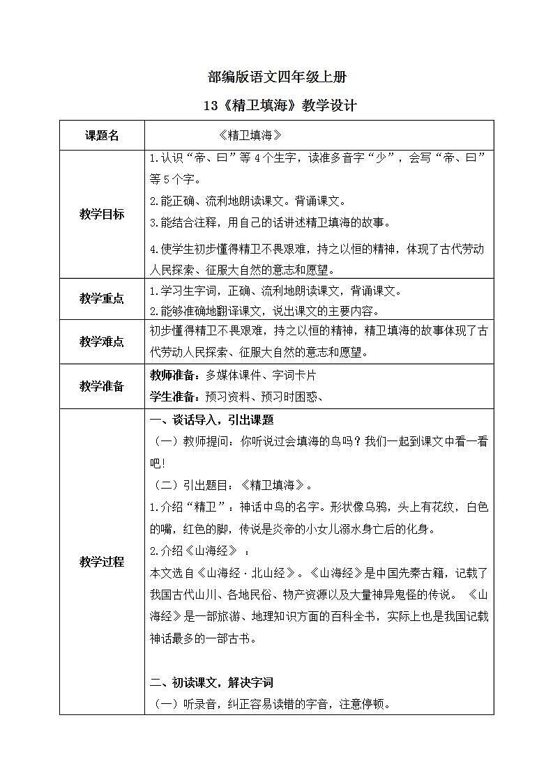 部编版语文四上13.《精卫填海》课件+教案+素材01