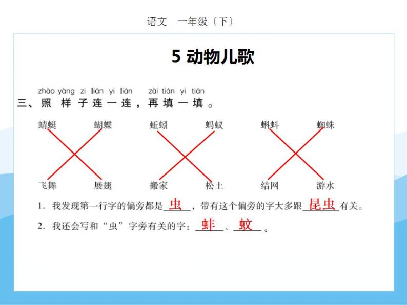 编版部语文一年级下册第五单元期末复习课件（分课训练）04