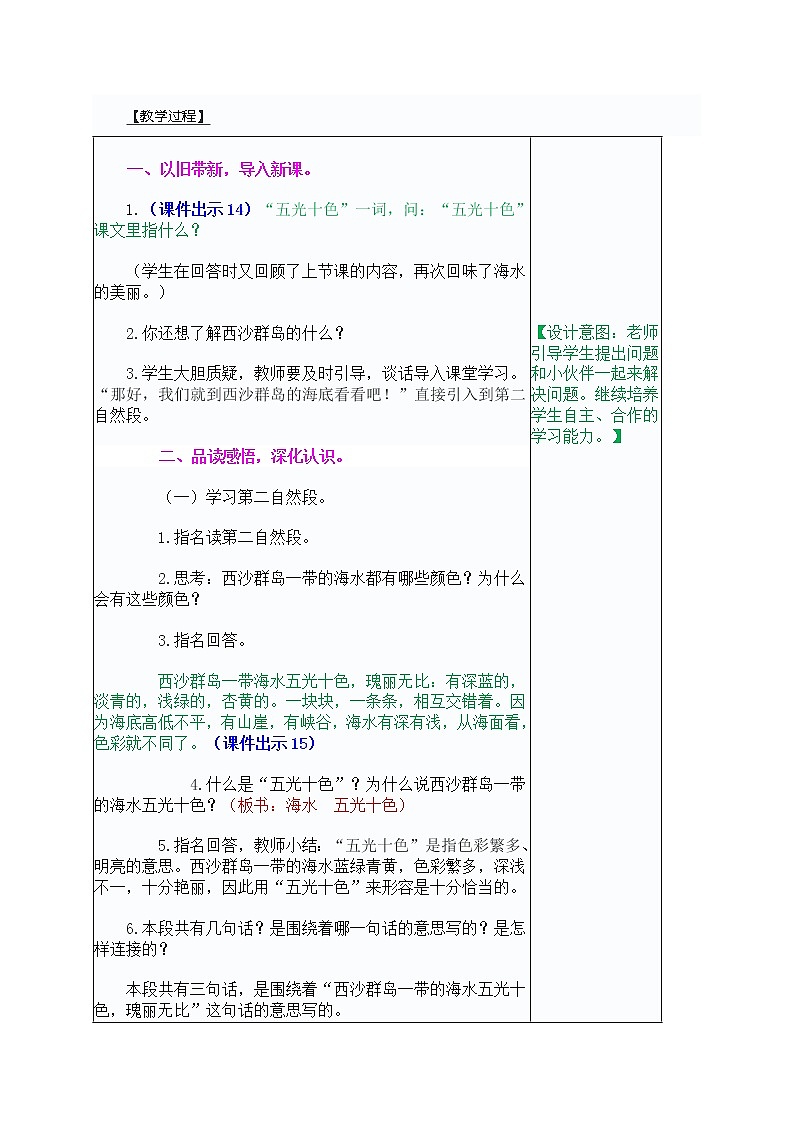 小學(xué)語(yǔ)文統(tǒng)編版（部編版）三年級(jí)上冊(cè)第六單元18 富饒的西沙群島教案第2頁(yè)