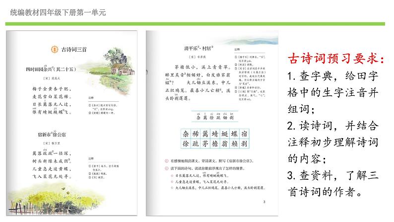 小学语文 部编版 四年级《古诗词三首》第一课时 《四时田园杂兴》(其二十五)课件第3页