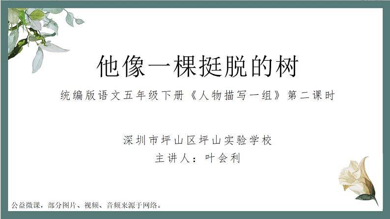 小学语文 五年级下 13《人物描写一组》第二课时微课课件第1页