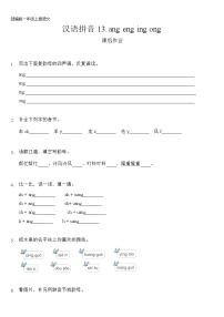 人教部编版一年级上册汉语拼音13 ang eng ing ong课后测评