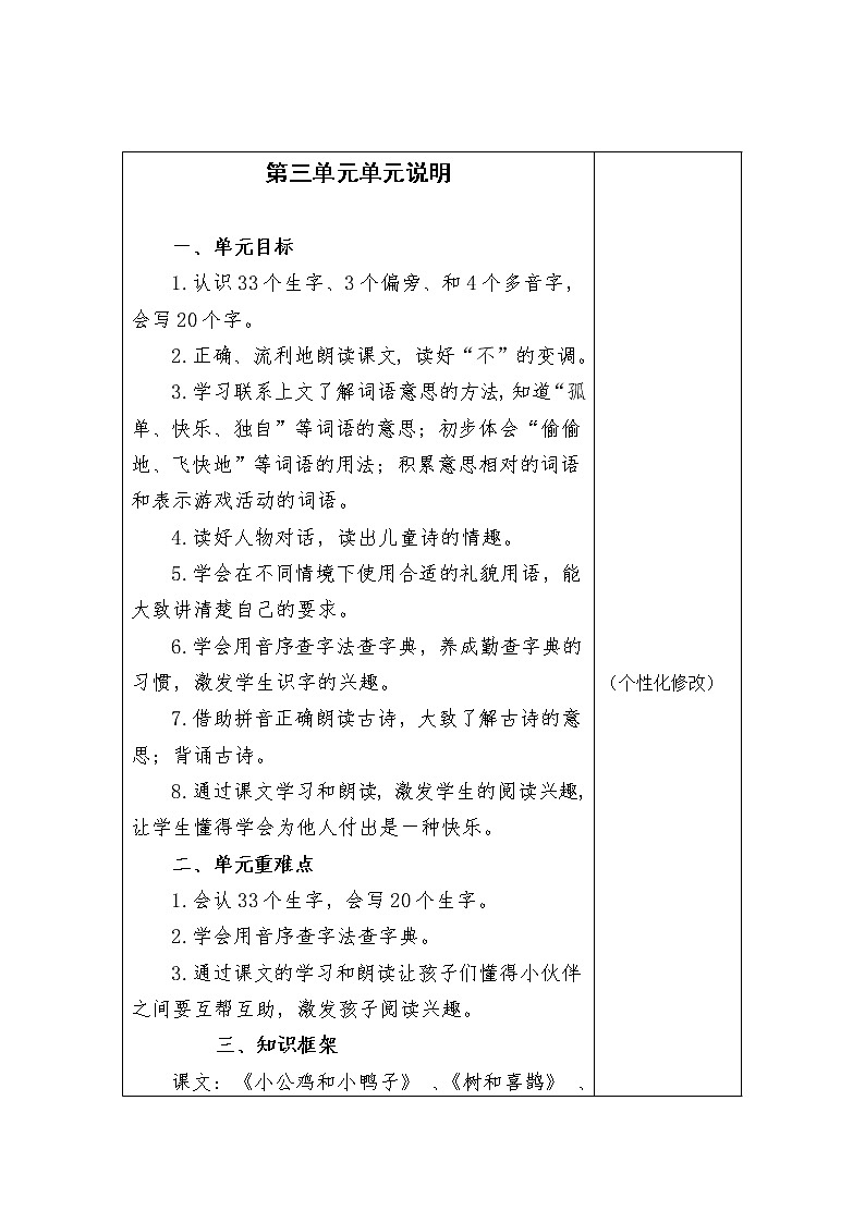 一年级语文下册第三单元集体备课教案02