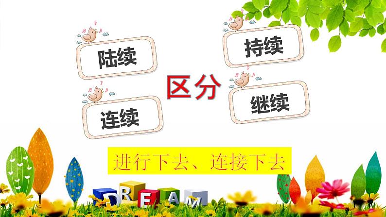 人教版(部编版)小学语文三年级上册 区分“陆续、持续、连续和继续” 课件02