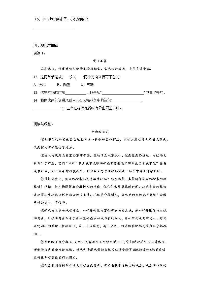 部编版语文六年级上册期中必刷题(十一)03