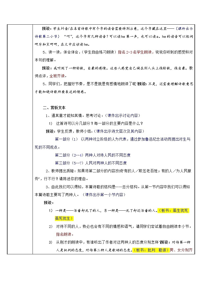 六年级上册语文人教部编版 28.有的人——纪念鲁迅有感 教案02