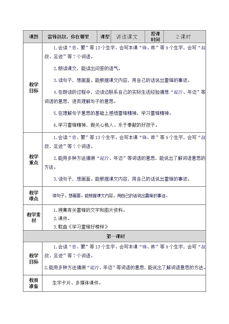 《5 雷锋叔叔,你在哪里》课件+教案+练习+素材01