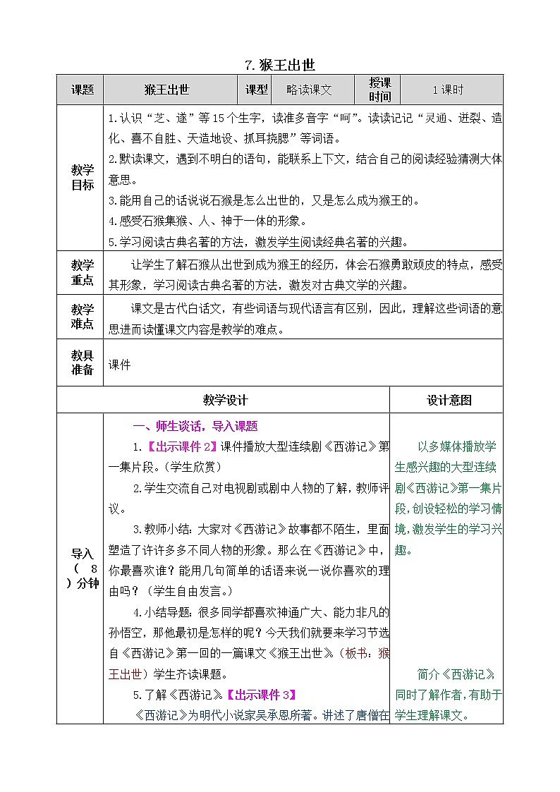 《7 猴王出世》 课件+教案+练习+素材01