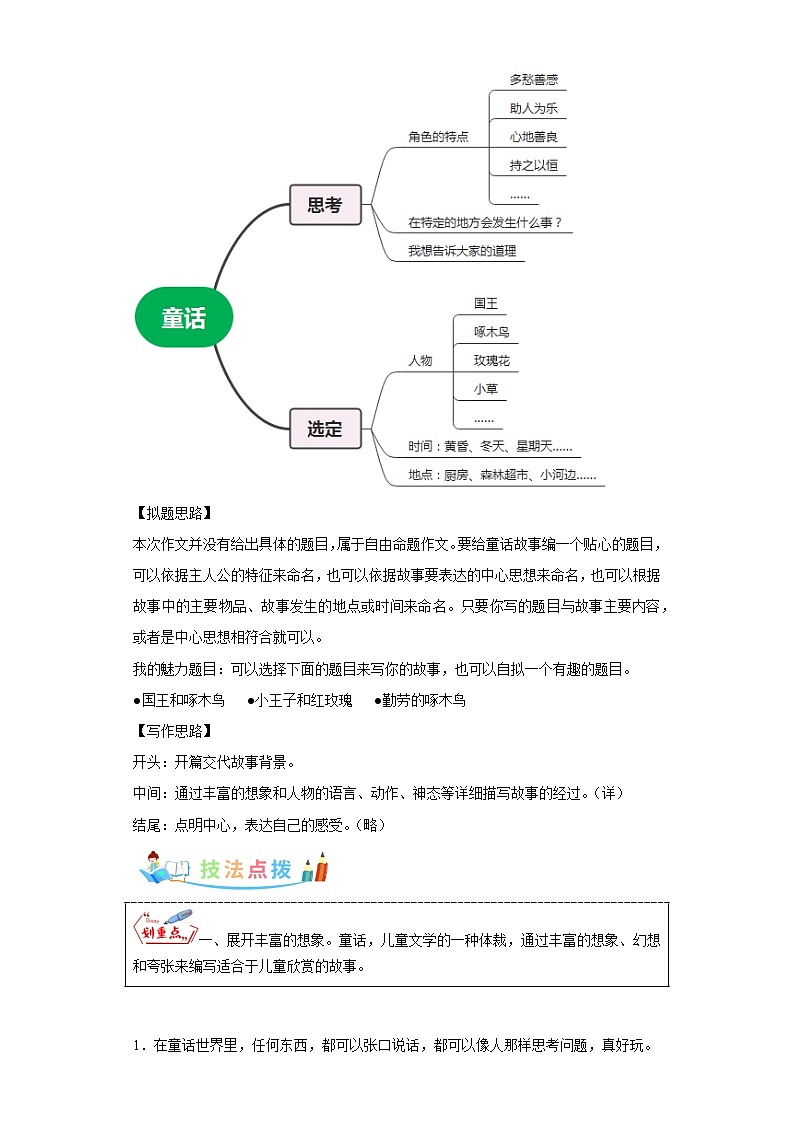 部编版语文三年级上册第3单元同步作文:我来编童话-写作指导范文赏析病文升格02