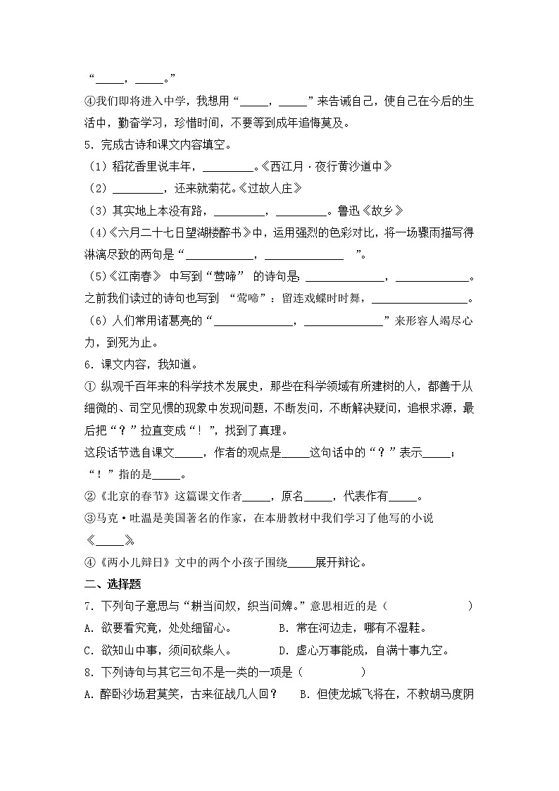 2022年部编版小升初语文专项突破 04 积累运用(含答案)第2页