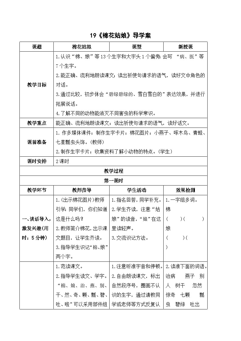 18 棉花姑娘 课件+教案教学反思+导学案+课堂实录+素材01