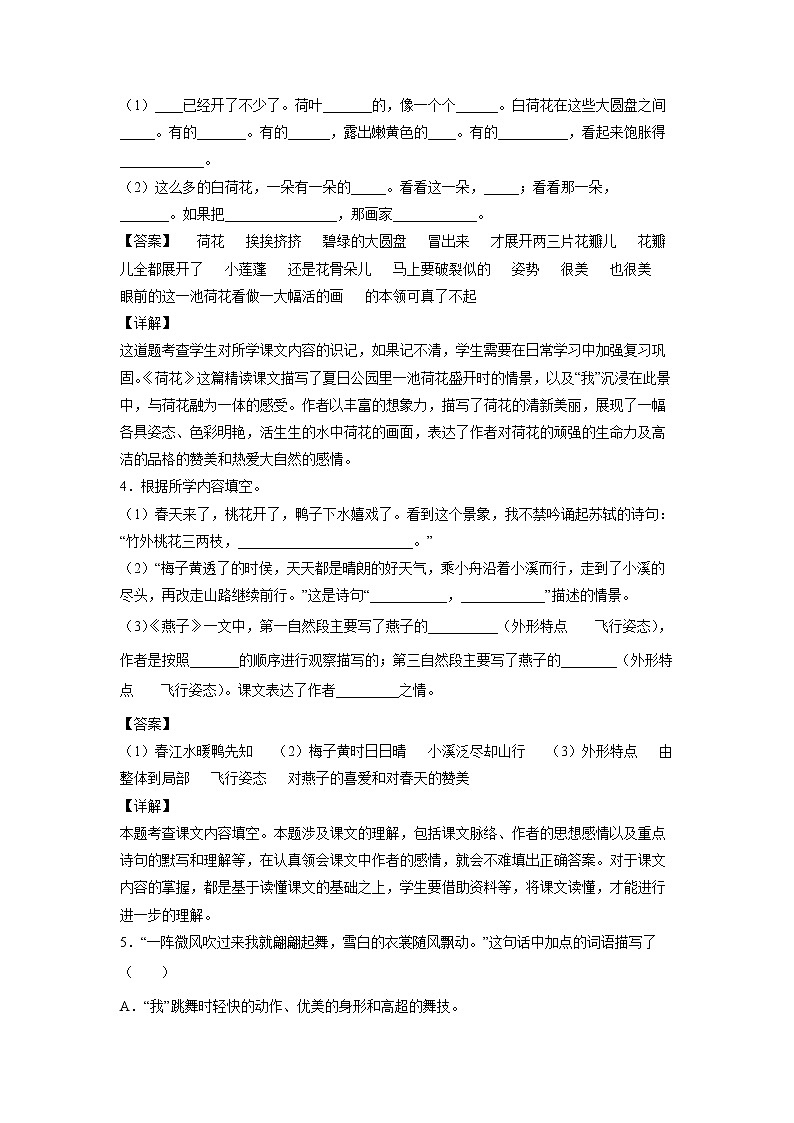3.《荷花》——課中隨堂填（解析版）第2頁