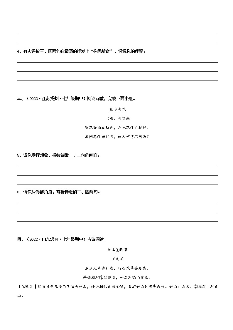 专题16 拓展讲义:诗词鉴赏之描述诗歌画面-2022年小升初语文无忧衔接03