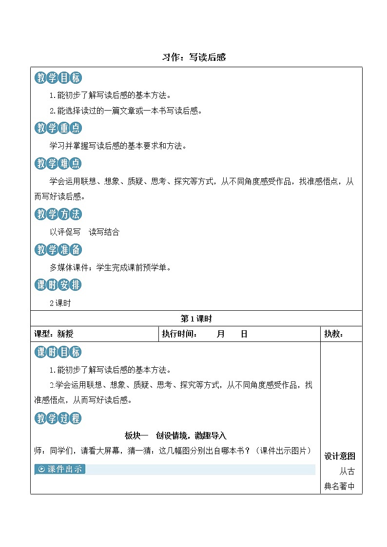【人教部编版】五年级下册语文 习作:写读后感(课件+教案)01