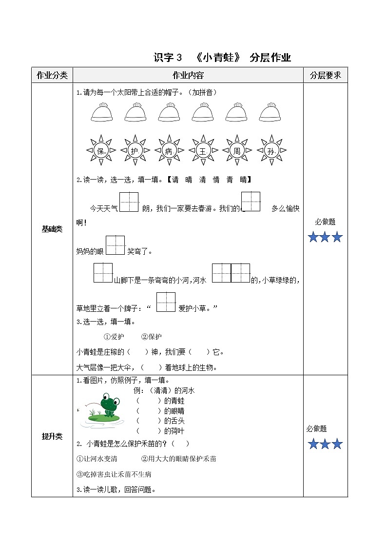 识字3《小青蛙》(教学课件+教案+学习任务单+分层作业)一年级语文下册部编版01