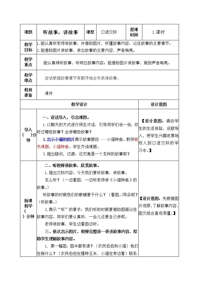 第1单元 口语交际：听故事讲故事 课件+教案01