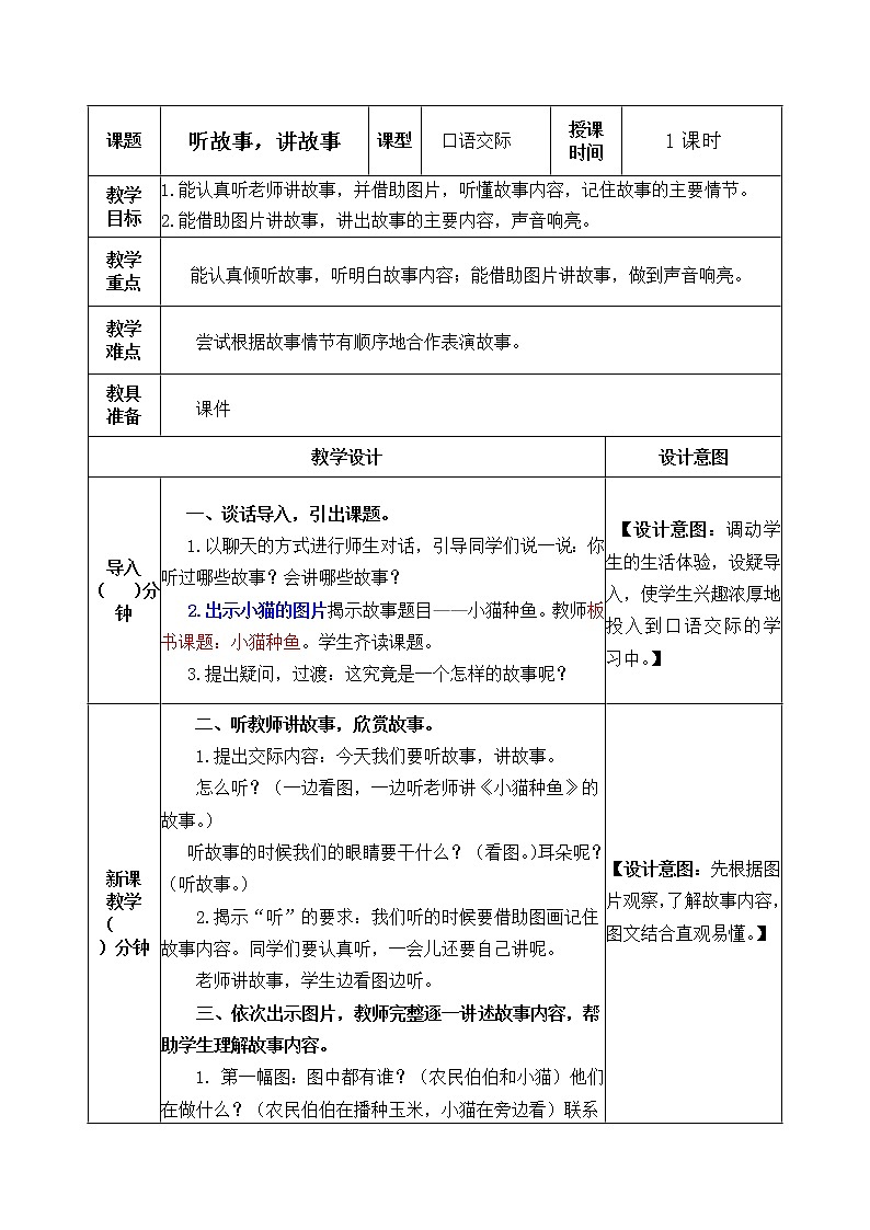 第1单元 口语交际:听故事讲故事 课件+教案01