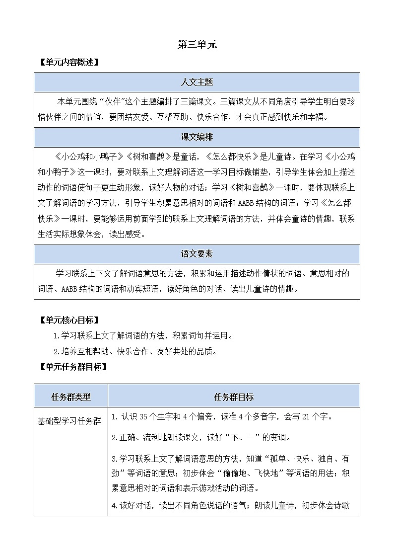 4 小公鸡和小鸭子 优质教案第1页