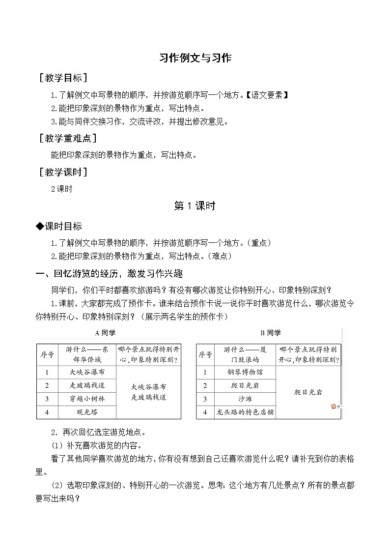 人教4语下 第5单元 习作五 游_________ PPT课件+教案01