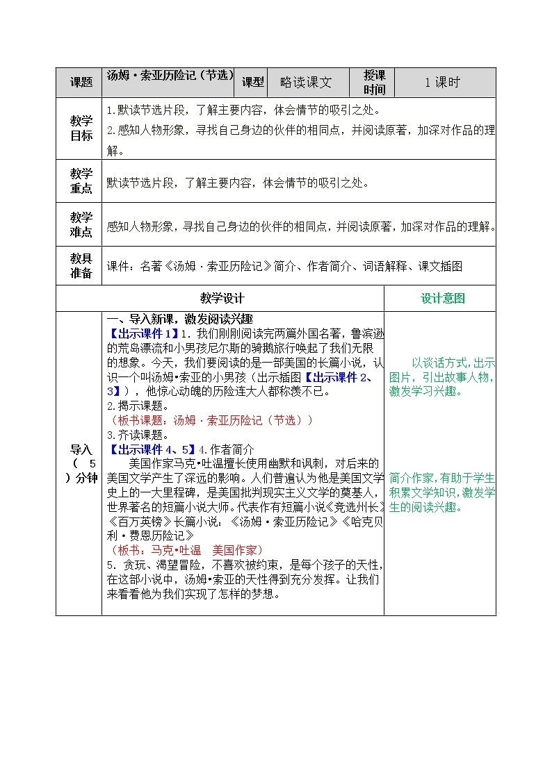 第二单元 7 汤姆·索亚历险记（节选） 课件＋教案01