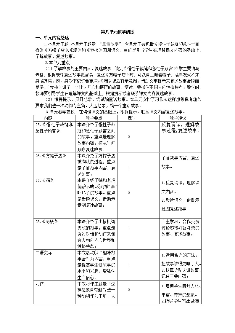 第八单元 25 慢性子裁缝和急性子顾客 课件＋教案＋素材01