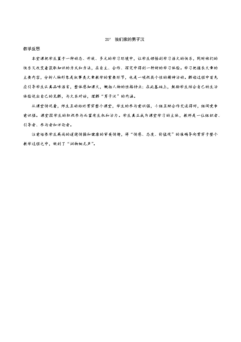 20《我们家的男子汉》教学反思第1页