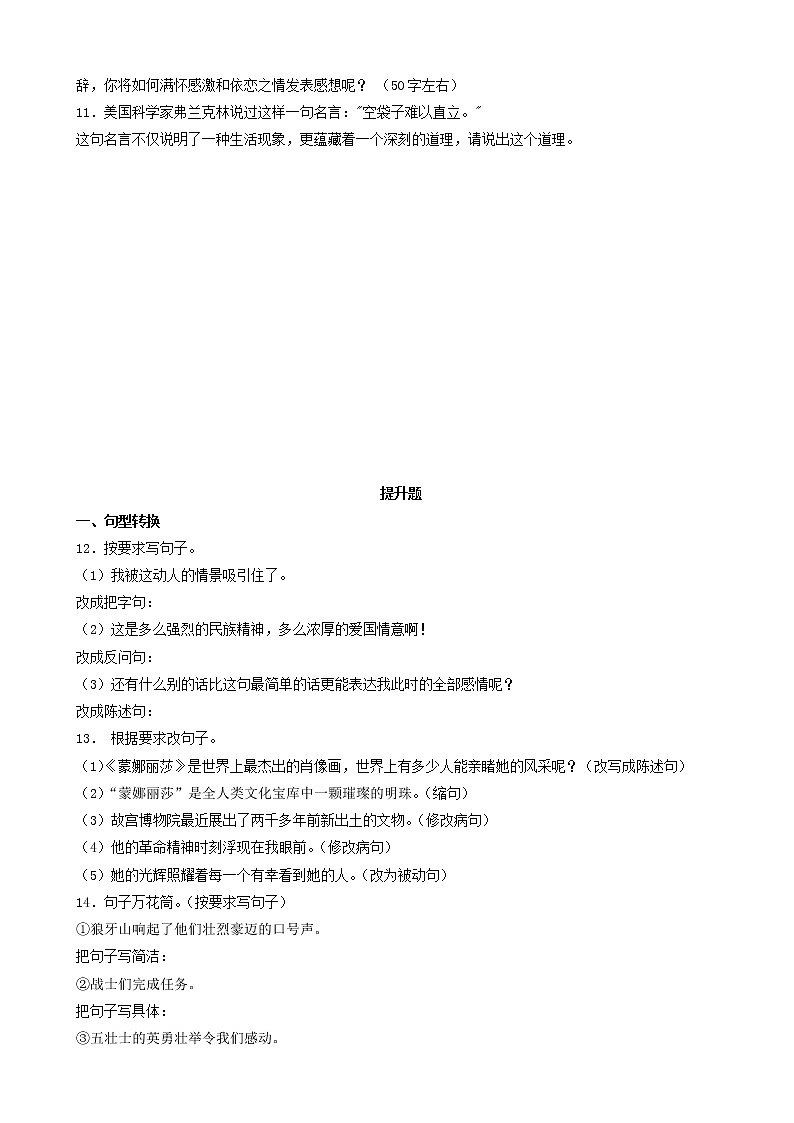 小升初语文专项训练:句式转换(有答案)(127页)第3页