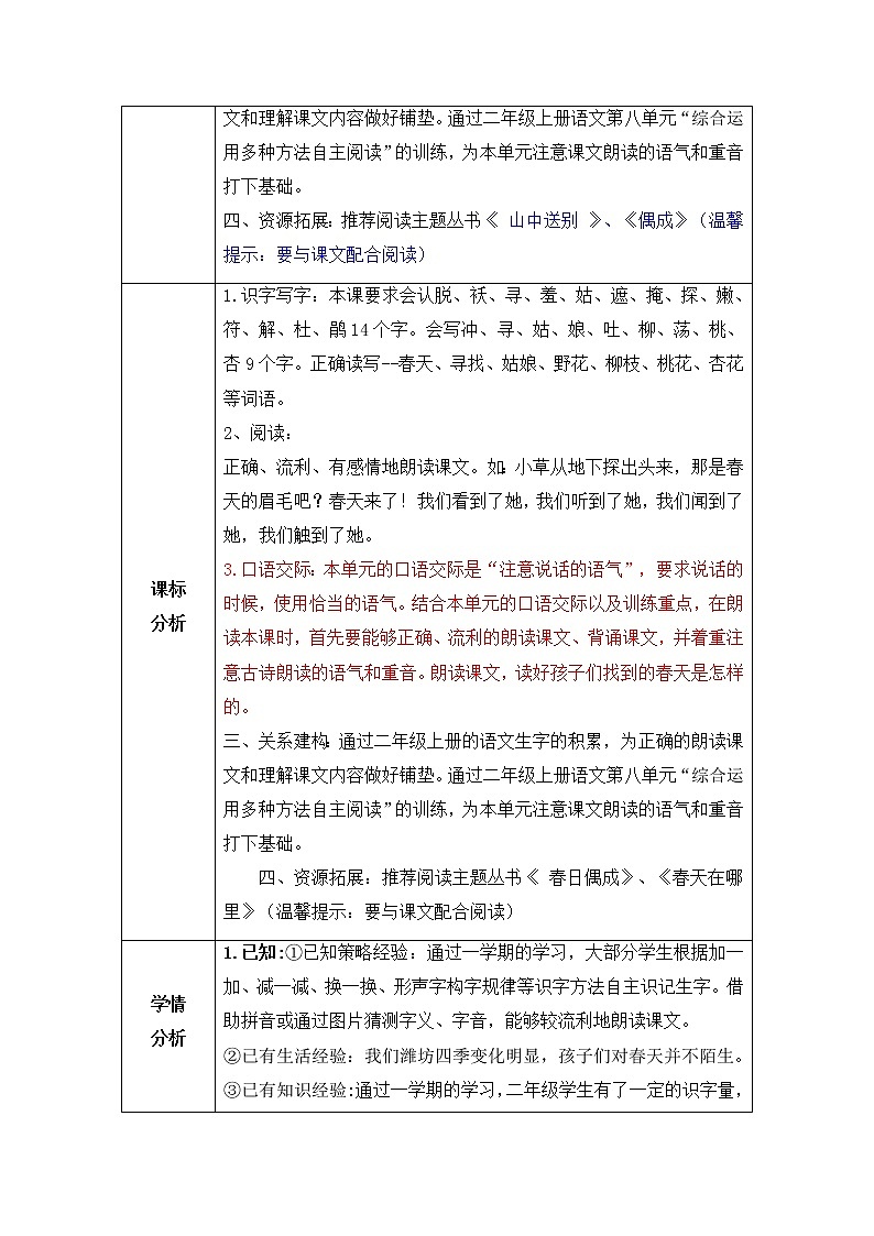 2找春天(教案)部编版语文二年级下册第2页