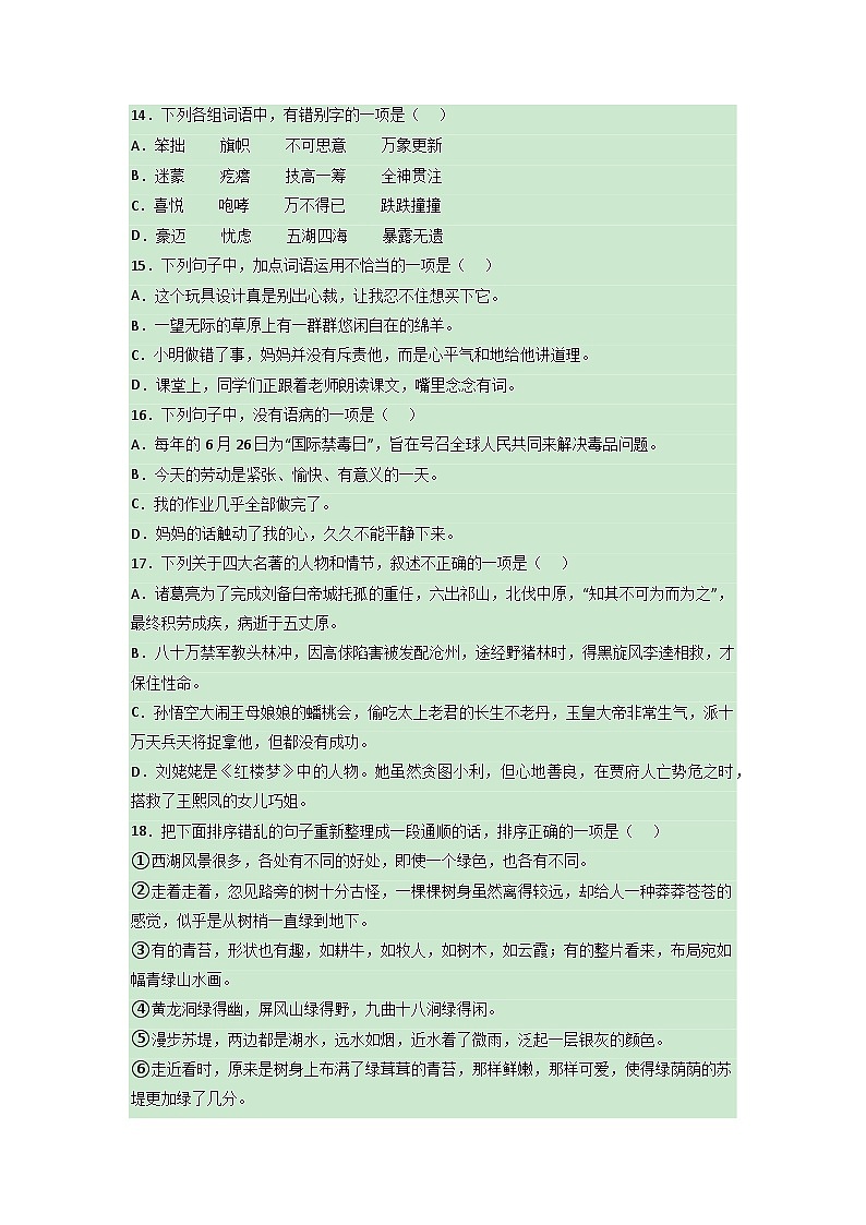 小升初总复习选择题专练(有解析)第3页