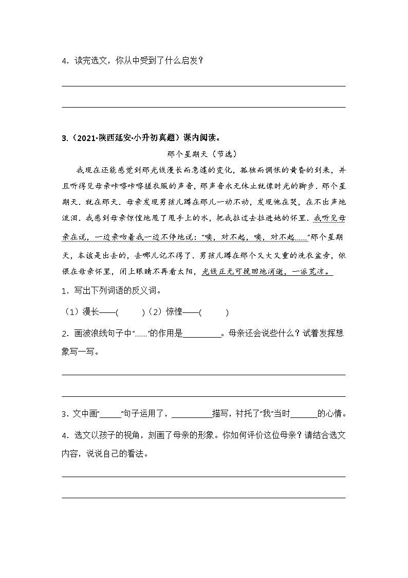 专题10 综合性学习——【陕西地区】2021+2022年小升初语文真题专项汇编(原卷版+解析版)03