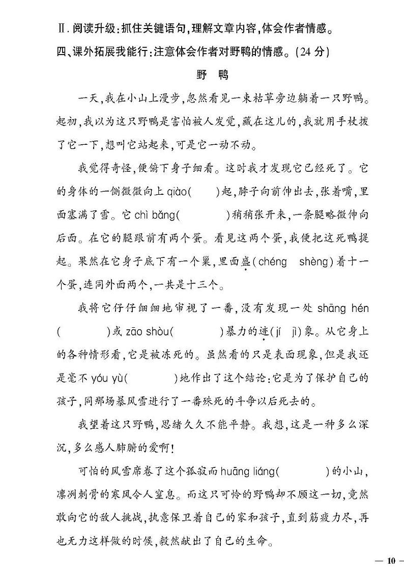 (2023春)济宁专版-人教版小学语文四下-期中测试卷(共8页2套)03