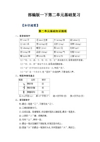 第二单元（知识清单+单元检测）——【期末复习】2022-2023学年一年级语文下册单元复习知识点梳理+练习讲义 （部编版）