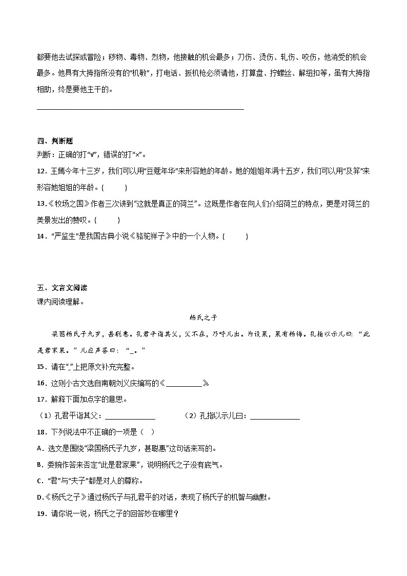 期末常考易错检测卷-2022-2023学年语文五年级下册(统编版).1第3页