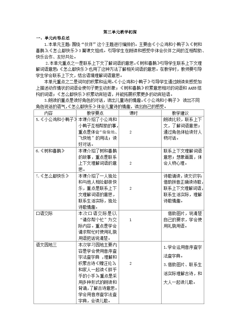 部编语文一年级下册第三单元教学初探课件+教案+精彩片段+素材01