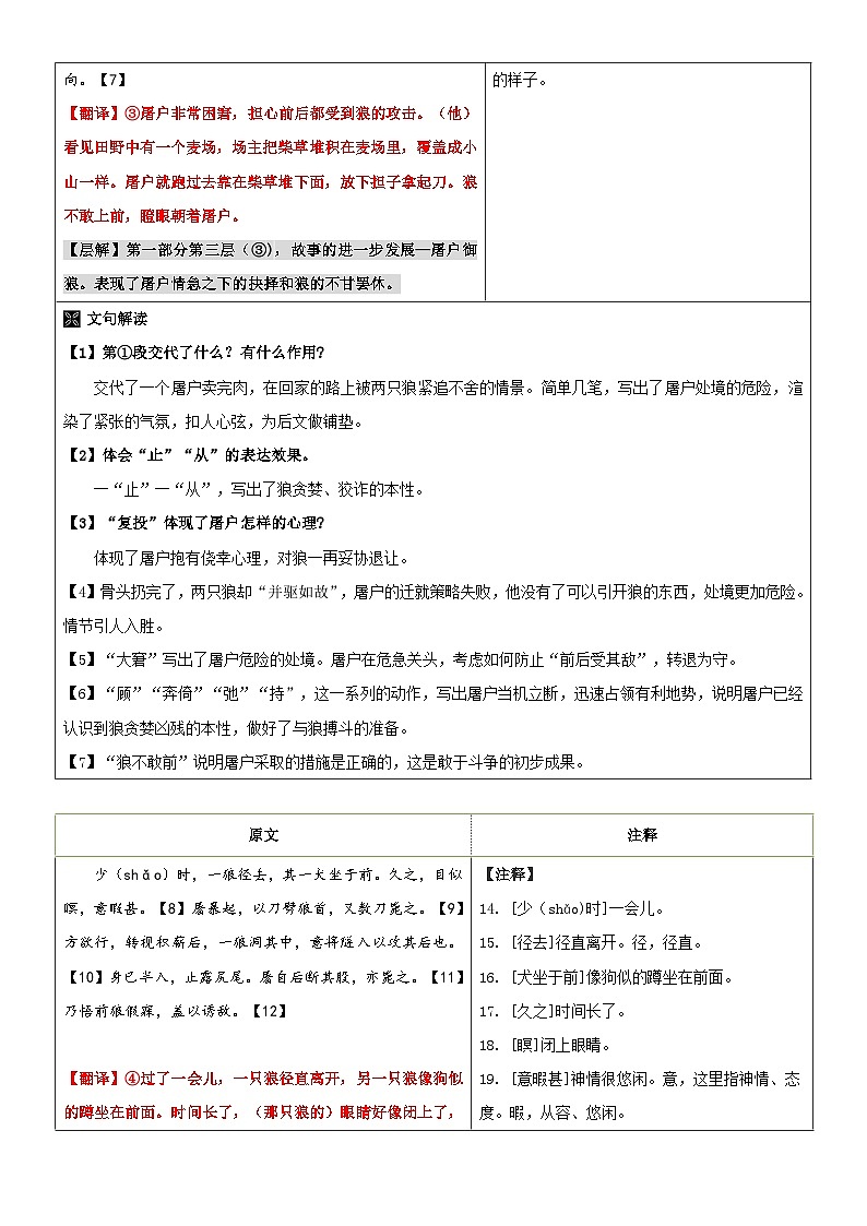 专题20 同步讲义:《狼》新课预习-2023年小升初语文无忧衔接 (统编版)(原卷版)第3页