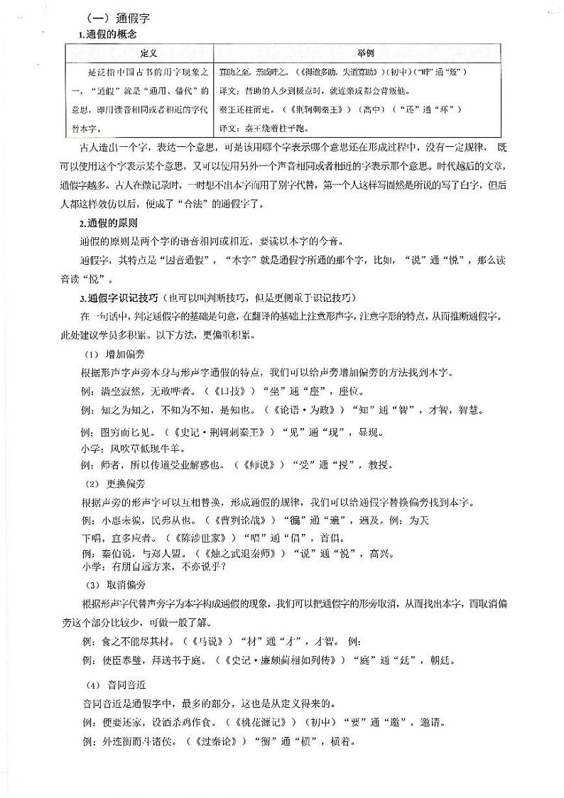 部编版小升初语文:通假字的练习第1页