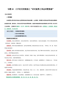 统编版语文小升初暑期提升讲练 专题18  拓展讲义：诗词鉴赏之体会诗歌情感（原卷版+解析版）