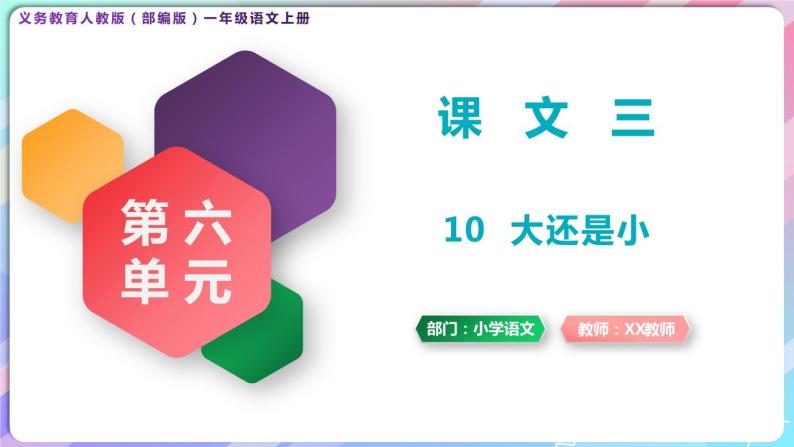 一年级语文上册第七单元课文三《10大还是小》精品同步PPT课件+教案+说课稿+课文朗读+图片素材01