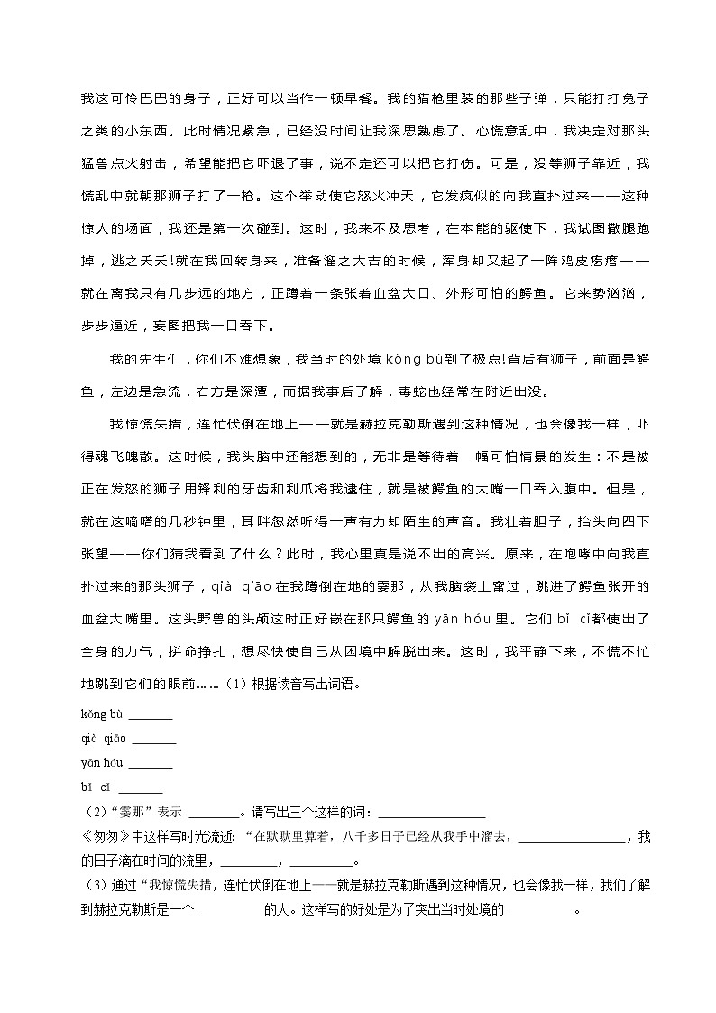 河北省石家庄市辛集市2023年小升初语文试卷(解析版)03