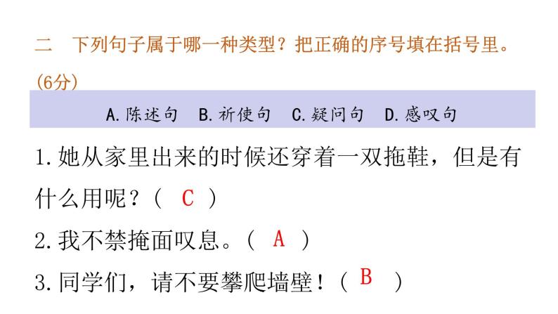 小学毕业语文总复习第四章句子过关训练教学课件06