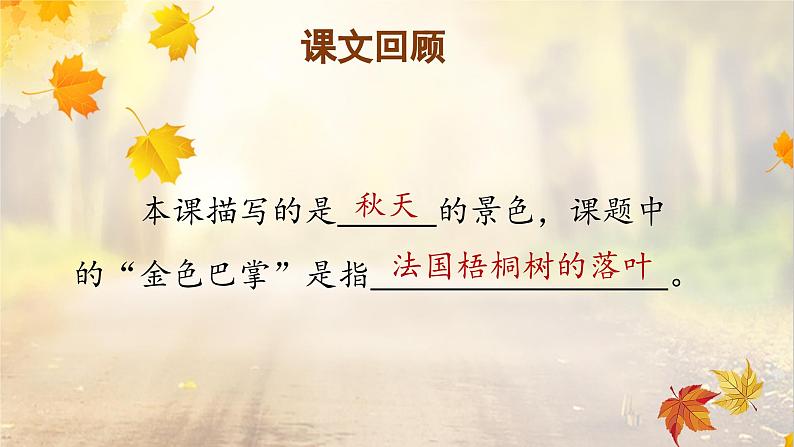 部编版语文三年级上册 第5课《铺满金色巴掌的水泥道》(第二课时)课件第2页