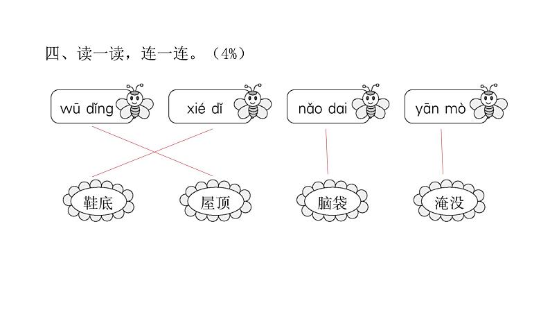 人教版小学语文二年级上册第一单元综合能力评价(试卷)课件第4页