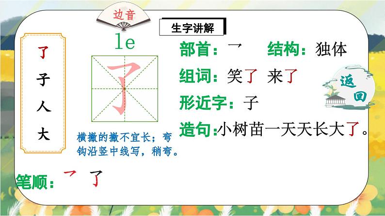 人教版语文一年级上册课件1 秋天(生字讲解)第3页