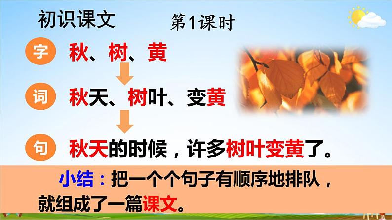 人教统编版小学一年级语文上册《1 秋天》课堂教学课件PPT公开课第3页