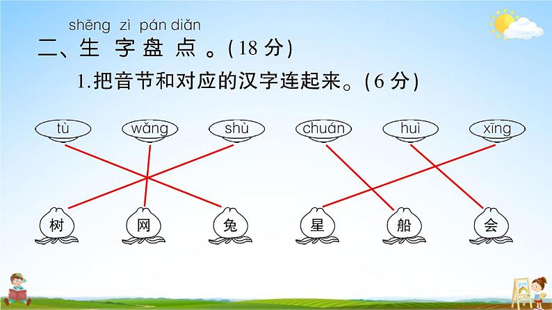 统编版小学一年级语文上册期末复习教学课件 期中综合检测试题及答案06