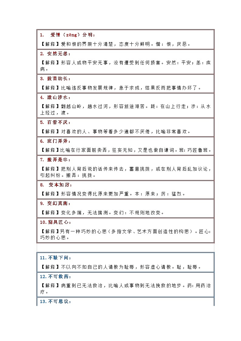 小学语文必须掌握的200个成语及注释01