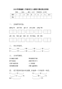 2023年部编版三年级语文上册期中测试卷及答案