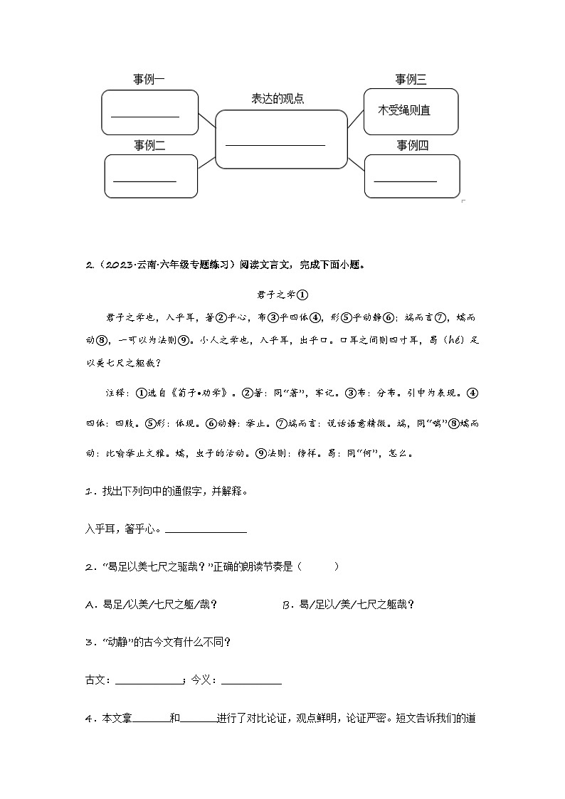 6 小古文专讲专练:诫子劝学篇(学生版)小学人教统编版第3页
