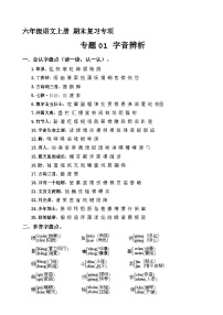 【期末专项复习】专题 01字音辨析  六年级语文上册部编版（含答案）